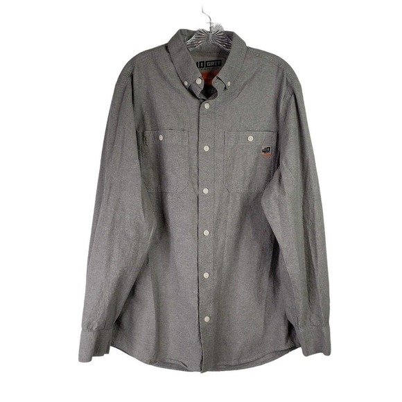 Duluth Trading Co Shirt Men's Medium Gray 40 Grit Long Sleeve Button Up Flannel - Picture 2 of 9